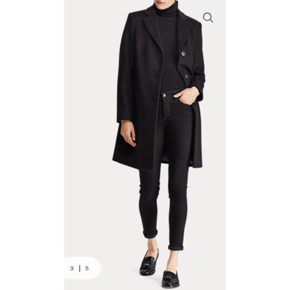 Lauren Ralph Lauren Women’s Navy Wool Blend Coat Size 4 Classic Tailored Jacket